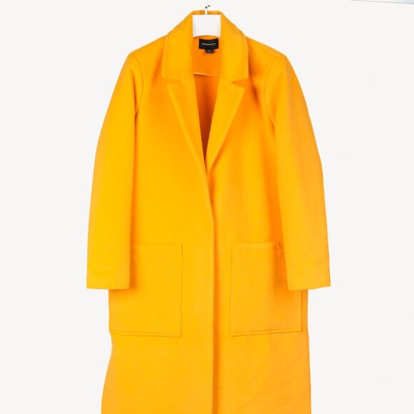 Something Navy Yellow Felt Patch-Pocket Over Coat